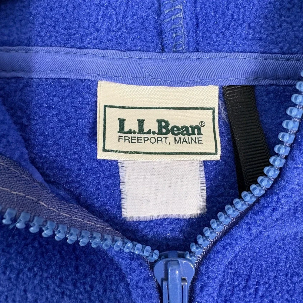 L.L. Bean Jacket Womens Large Blue Fleece Hoodie Full Zip Cinched Waist Outdoors